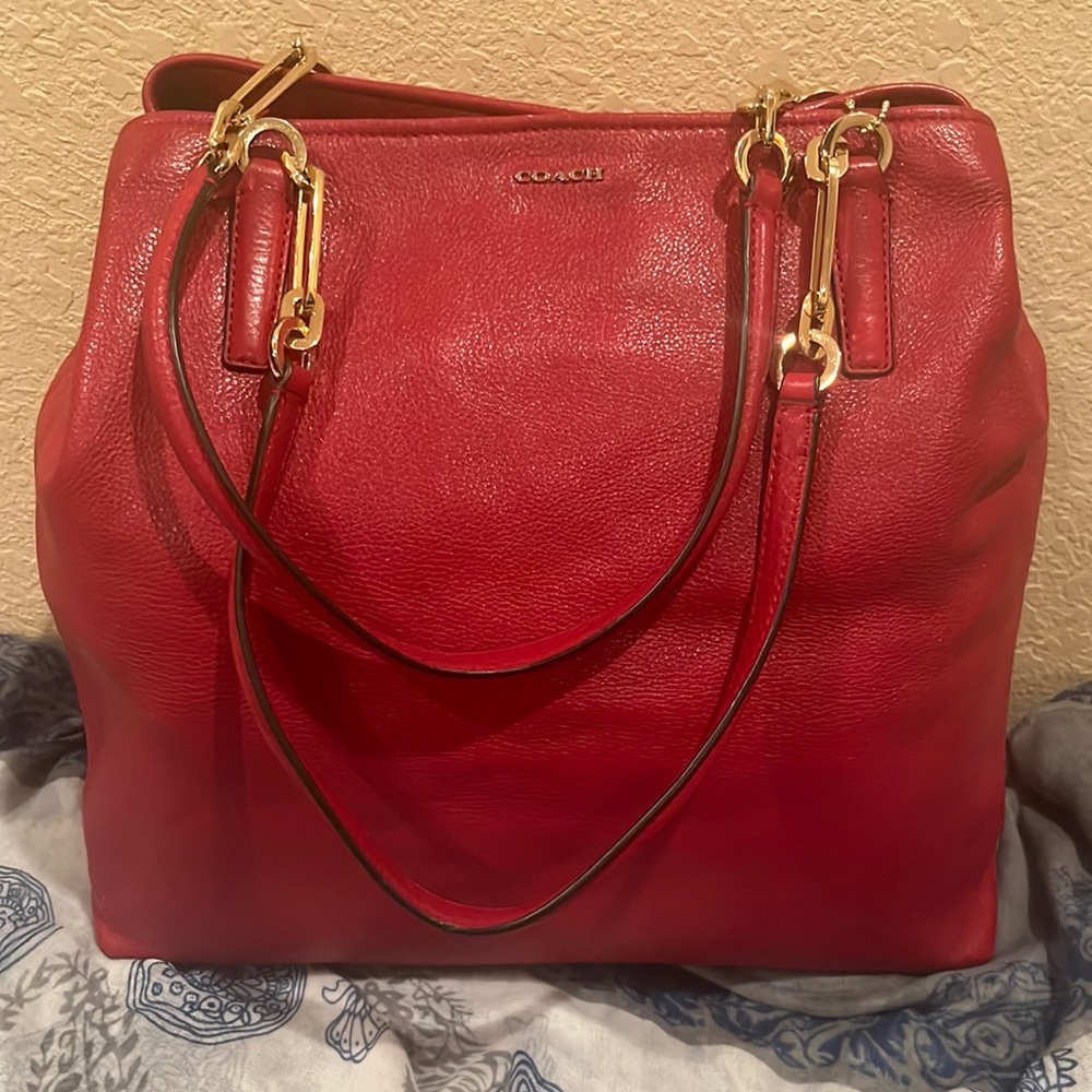 Coach Red Leather Tote